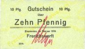 GERMANY - EMERGENCY NOTES (1914-1923) A - J 10 pfennig Einswarden. Frerichswerft. Billet. février 1918 -