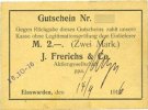 GERMANY - EMERGENCY NOTES (1914-1923) A - J 2 mark Einswarden. Frerichswerft. Billet. -