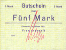 GERMANY - EMERGENCY NOTES (1914-1923) A - J 5 mark Einswarden. Frerichswerft. Billet. octobre 1918, signature en rouge -