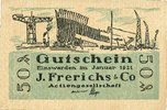 GERMANY - EMERGENCY NOTES (1914-1923) A - J 50 pf Einswarden. Frerichswerft. Billet. janvier 1921. R/: Dien Pär... -