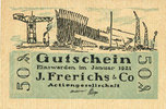 GERMANY - EMERGENCY NOTES (1914-1923) A - J 50 pf Einswarden. Frerichswerft. Billet. janvier 1921. R/: Die Deerns... -