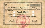 GERMANY - EMERGENCY NOTES (1914-1923) A - J 2 mark Elbing (Elblag, Pologne). Städtische Sparkasse. Billet. (1918) -
