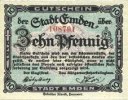 GERMANY - EMERGENCY NOTES (1914-1923) A - J 10 pf Emden. Stadt. Billet. -