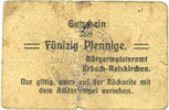 GERMANY - EMERGENCY NOTES (1914-1923) A - J 50 pfennig Erbach-Reiskirchen. Gemeinde. Billet. au dos, numérotation manuscrite en noir... -
