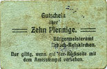 GERMANY - EMERGENCY NOTES (1914-1923) A - J 10 pfennig Erbach-Reiskirchen. Gemeinde. Billet. au dos, numérotation manuscrite en violet -
