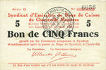 FRENCH EMERGENCY NOTES 5 francs Charleville et Mézières (08). Syndicat d'Emission de Bons de Caisse. 11.3.1916, série G -