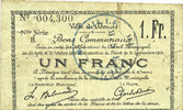 FRENCH EMERGENCY NOTES 1 franc Douai (59). Ville. Billet. 30.8 et 15.10.1914, nlle série, B -