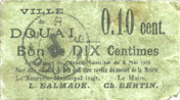 FRENCH EMERGENCY NOTES 10 centimes Douai (59). Ville. Billet. 6.5.1915, papier vert pâle -