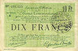 FRENCH EMERGENCY NOTES 10 franc Douai et Région de Carvin (59). Billet. 22.5.1916, 1ère série E -