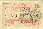 FRENCH EMERGENCY NOTES 5 francs Douai et Région de Carvin (59). Billet. 22.5.1916, 1ère série D -