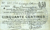 FRENCH EMERGENCY NOTES 50 centimes Douai et Région de Carvin (59). Billet. 22.5.1916, 1ère série A -
