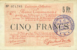 FRENCH EMERGENCY NOTES 5 francs Douai et Région de Carvin (59). Billet. 22.5.1916, 1ère série D -