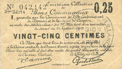 FRENCH EMERGENCY NOTES 25 centimes Douai et Région de Carvin (59). Billet. 22.5.1916, 2e série I -