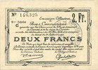 FRENCH EMERGENCY NOTES 2 francs Douai et Région de Carvin (59). Billet. 22.5.1916, 5e série C -