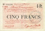 FRENCH EMERGENCY NOTES 5 francs Douai et Région de Carvin (59). Billet. 22.5.1916, 7e série D -