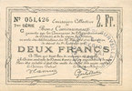 FRENCH EMERGENCY NOTES 2 francs Douai et Région de Carvin (59). Billet. 22.5.1916, 7e série C -