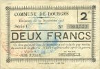FRENCH EMERGENCY NOTES 2 francs Dourges (62). Commune. Billet. 24.12.1915, série C -