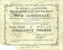 FRENCH EMERGENCY NOTES 20 francs Ecourt Saint-Quentin (62). Commune. Billet. 20.12.1914, 2e émission -