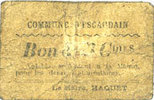 FRENCH EMERGENCY NOTES 10 centimes Escaudain (59). Commune. Billet. -