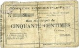 FRENCH EMERGENCY NOTES 50 centimes Essigny-le-Petit (02). Commune. Billet. -