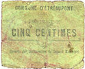 FRENCH EMERGENCY NOTES 5 centimes Etréaupont (02). Commune. Billet. -
