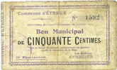 FRENCH EMERGENCY NOTES 50 centimes Etreux (02). Commune. Billet. -