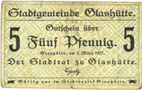 GERMANY - EMERGENCY NOTES (1914-1923) A - J 5 pf Glashütte. Stadt. Billet. -