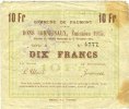 FRENCH EMERGENCY NOTES 10 francs Faumont (59). Commune. Billet. émission 1915, série A -