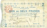 FRENCH EMERGENCY NOTES 2 francs La Fère (02). Ville. Billet. 16.6.1915, série O -