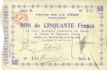 FRENCH EMERGENCY NOTES 50 francs La Fère (02). Ville. Billet. 16.6.1915, série B -
