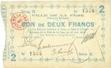 FRENCH EMERGENCY NOTES 2 francs La Fère (02). Ville. Billet. 16.6.1915, série B -