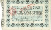 FRENCH EMERGENCY NOTES 2 francs La Fère (02). Ville. Billet. 30.11.1914, série I -