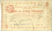 FRENCH EMERGENCY NOTES 5 francs La Fère (02). Ville. Billet. 16.6.1915, série N -