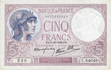 NOTES OF THE BANQUE DE FRANCE 5 francs Banque de France. Billet. violet, 5.10.1939, modifié -
