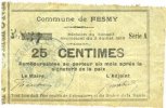 FRENCH EMERGENCY NOTES 25 centimes Fesmy (02). Commune. Billet. 2.7.1915, série A -