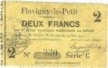FRENCH EMERGENCY NOTES 2 francs Flavigny-le-Petit (02). Commune. Billet. 24.5.1915, série C (imprimée) -