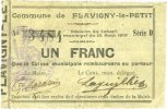 FRENCH EMERGENCY NOTES 1 franc Flavigny-le-Petit (02). Commune. Billet. 15..1915, série D -