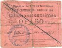 FRENCH EMERGENCY NOTES 50 centimes Flers-en-Escrébieux (59). Commune. Billet. emission 1914, série C, annulation manuelle -