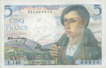 NOTES OF THE BANQUE DE FRANCE 5 francs Banque de France. Billet. berger, -
