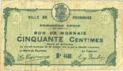 FRENCH EMERGENCY NOTES 50 centimes Fourmies (59). Ville. Billet. 28.10.1914, 1ère série -