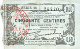 FRENCH EMERGENCY NOTES Fourmies (59). Bon Régional des Départ. du Nord, Aisne & Oise. Billet. 50 cmes 8.5.1915, série 28 -