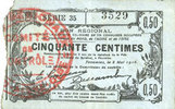 FRENCH EMERGENCY NOTES Fourmies (59). Bon Régional des Départ. du Nord, Aisne & Oise. Billet. 50 cmes 8.5.1915, série 35 -
