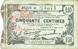 FRENCH EMERGENCY NOTES Fourmies (59). Bon Régional des Départ. du Nord, Aisne & Oise. Billet. 50 cmes 8.5.1915, série 46 -