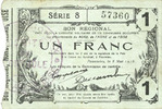 FRENCH EMERGENCY NOTES 1 franc Fourmies (59). Bon Régional des Départ. du Nord, Aisne & Oise. Billet. 8.5.1915, série 8 -
