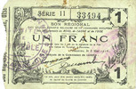 FRENCH EMERGENCY NOTES 1 franc Fourmies (59). Bon Régional des Départ. du Nord, Aisne & Oise. Billet. 8.5.1916, série 11 -