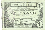 FRENCH EMERGENCY NOTES 1 franc Fourmies (59). Bon Régional des Départ. du Nord, Aisne & Oise. Billet. 8.5.1915, série 10 -