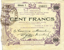 FRENCH EMERGENCY NOTES 100 francs Fourmies (59). Bon Régional des Départ. du Nord, Aisne & Oise. Billet. 18.6.1917, série 1 -