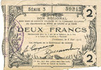FRENCH EMERGENCY NOTES 2 francs Fourmies (59). Bon Régional des Départ. du Nord, Aisne & Oise. Billet. 8.5.1915, série 3 -
