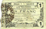 FRENCH EMERGENCY NOTES 1 franc Fourmies (59). Bon Régional des Départ. du Nord, Aisne & Oise. Billet. 18.6.1917, série 1 -