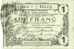 FRENCH EMERGENCY NOTES 1 franc Fourmies (59). Bon Régional des Départ. du Nord, Aisne & Oise. Billet. 12.12.1917, série 1 -